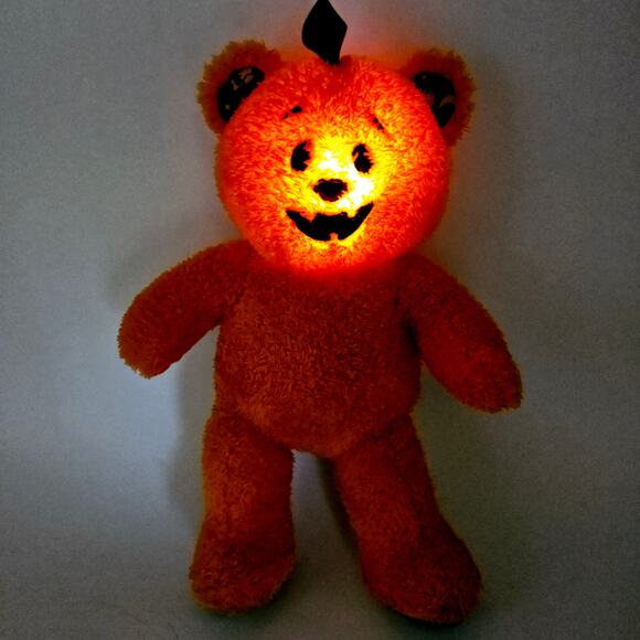 Build A Bear Orange Pumpkin Bear Glow Light Up Halloween 17” Plush WORKING - Picture 9 of 13